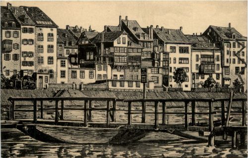 Basel - Alte Häuser am Rhein