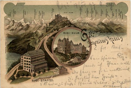 Gruss aus Schreibers Hotels Rigi - Litho