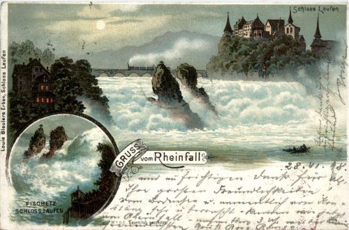 Gruss vom Rheinfall - Litho