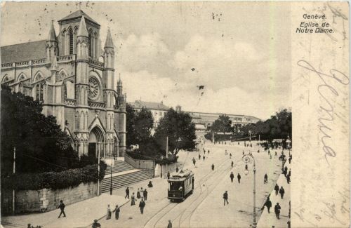 Geneve - Eglise de Notre Dame Tram