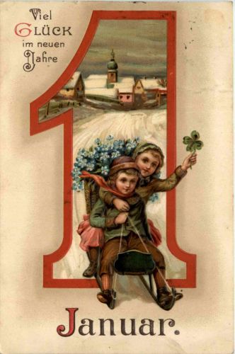 Neujahr - Kinder - Prägekarte