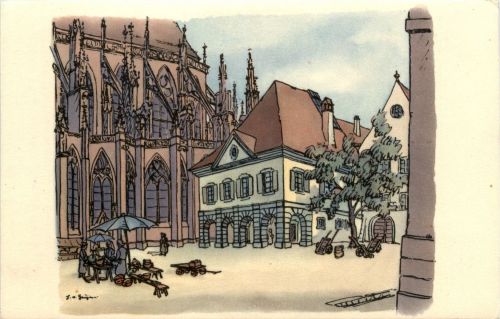Freiburg - Stadtwache - Künstlerkarte H. v. Geyer