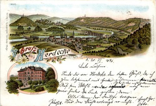 Gruss aus Herdecke - Litho