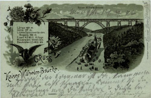 Gruss von der Kaiser Wilhelm Brücke - Litho
