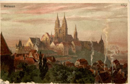 Meissen - Künstlerkarte sign Kley - Litho