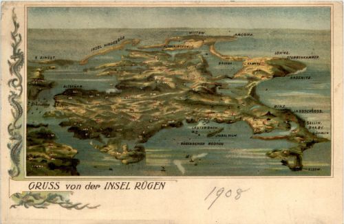 Gruss von der Insel Rügen - Litho