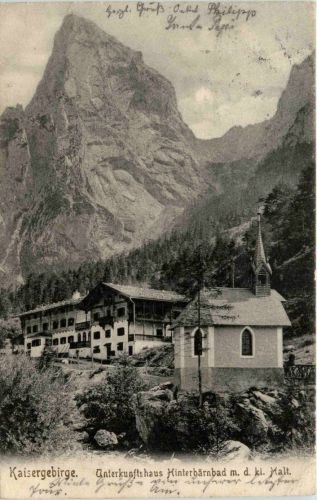 Kaisergebirge, Unterkunftshaus Hinterbärenbad m.d.kl. Halt.