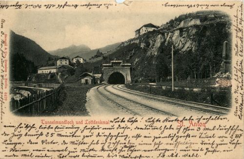 St.Anton/Arlberg - St. Anton, tunnelmundloch und Lottdenkmal