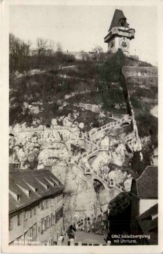 Graz/Steiermark - Graz, Schlossbergsteig mit Uhrturm