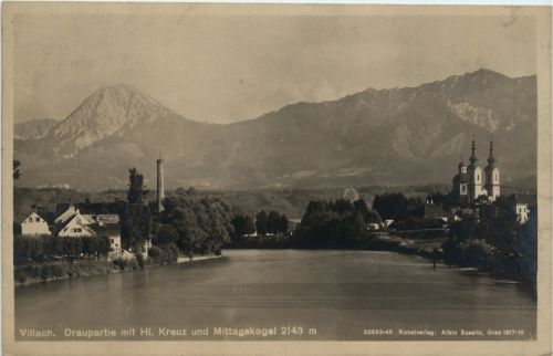 Villach/Kärnten - Villach, Draupartie mit Hl. Kreuz und Mittagskogel