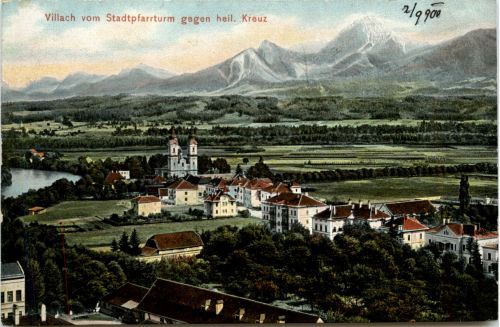 Villach/Kärnten - Villach, vom Stadtpfarrturm gegen heil. Kreuz