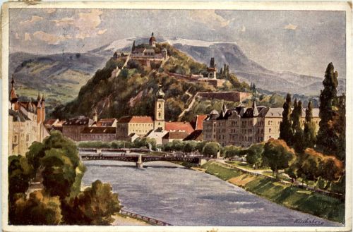 Graz/Steiermark - Graz, Mur, Schlossberg