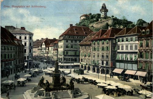 Graz/Steiermark - Graz, Hauptplatz mit Schlossberg