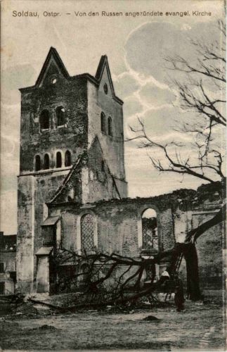 soldau - Angezündete evangel. Kirche