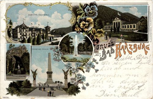 Gruss aus Bad Harzburg - Litho - Bahnpost