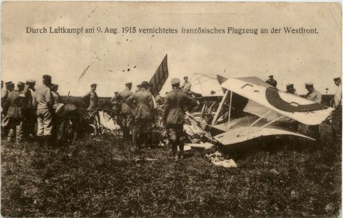 Durch Luftkampf 1915 vernichtetes französisches Flugzeug - Feldpost