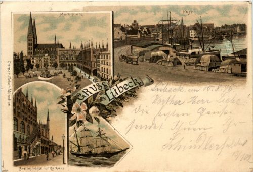 Gruss aus Lübeck - Litho