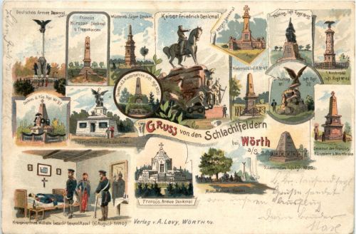 Gruss von den Schlchtfeldern bei Wörth - Litho