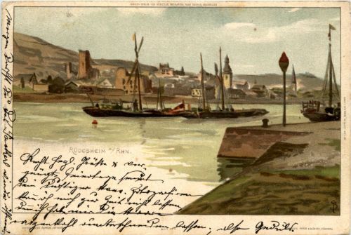 Rüdesheim - Künstlerkarte Litho