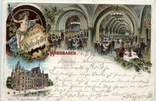 Gruss aus dem Ratskeller Wiesbaden - Litho