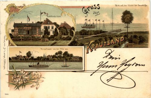 Gruss aus Krautsand - Litho - Drochtersen