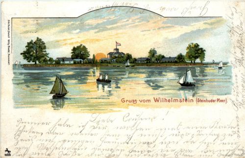 Gruss vom Wilhelmstein - Steinhuder Meer - Litho