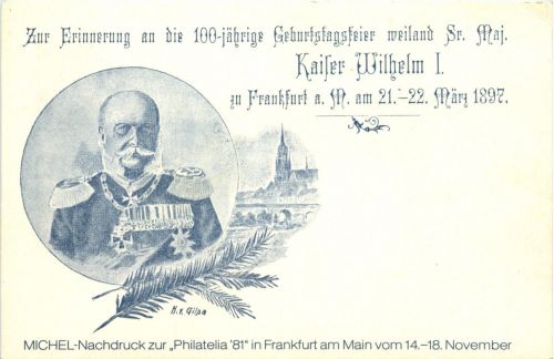 Frankfurt - 100 jährige Geburtstagsfeier Kaiser Wilhelm I 1897 - Litho - Ganzsache