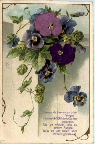 Karte mit blumen und Stoff