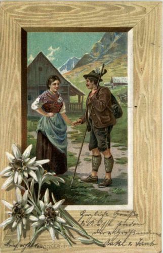 Trachten Bayern - Künstlerkarte E. Döcker