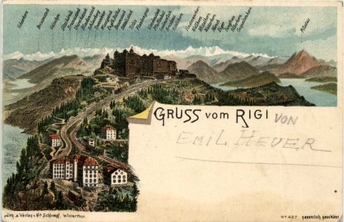 Gruss vom Rigi - Litho