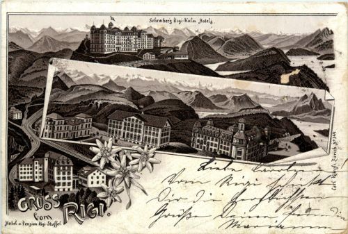 Gruss vom Rigi - Litho 1895