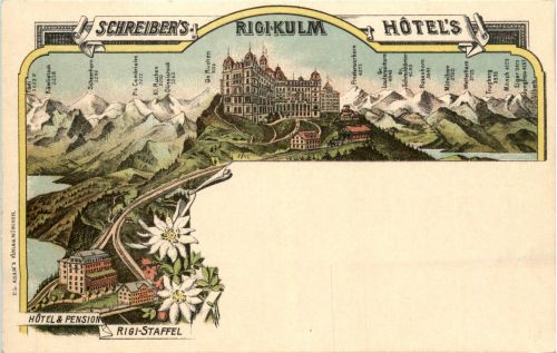 Rigi Kulm - Schreibers Hotel - Litho