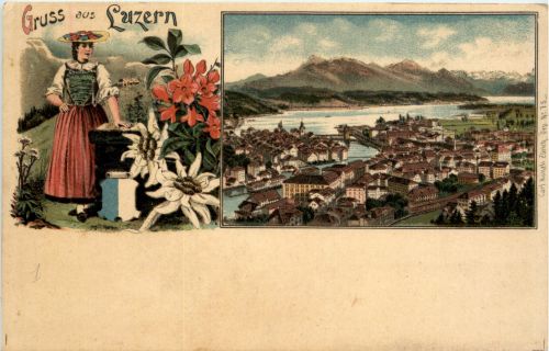 Gruss aus Luzern - Litho - Künzli