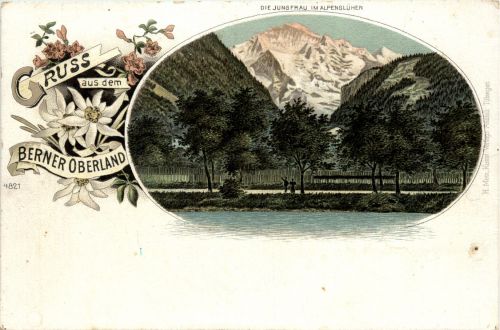 Gruss aus dem Berner Oberland - Jungfrau - Litho