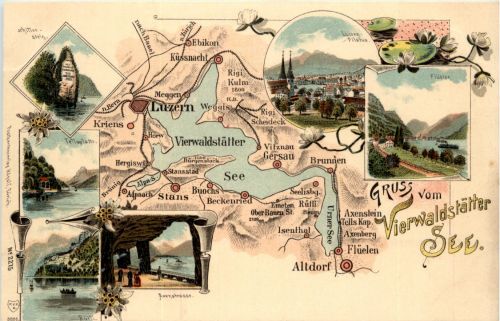 Gruss vom Vierwaldstätter See - Litho - Luzern Stans