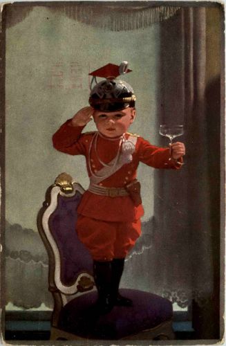 Künstlerkarte M. Munk - Kind als soldat