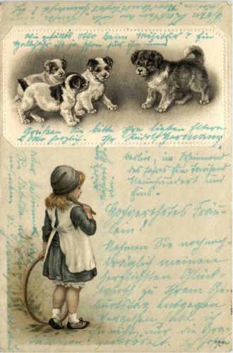 Kind mit Hund - Prägekarte