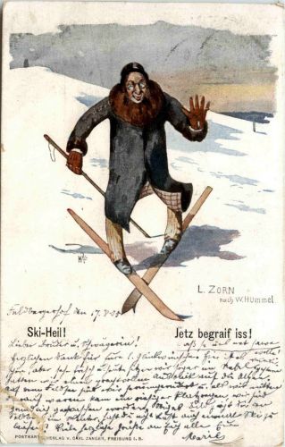 Skifahren - Künstlerkarte L. Zorn nach Hummel