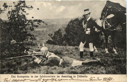 Kronprinz in der Schützenlinie im Anschlag in Döberitz
