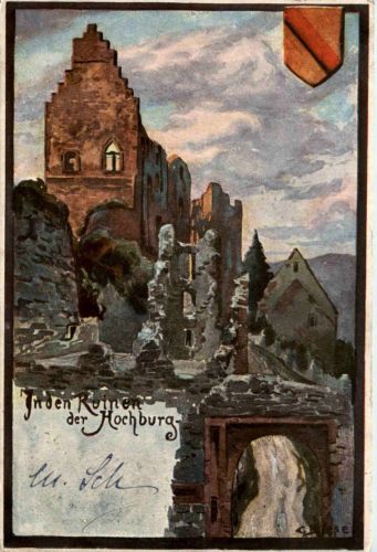 In den Ruinen der Hochburg - Künstlerkarte C. Biese