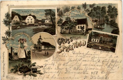 Gruss aus dem Spreewald - Burg - Litho