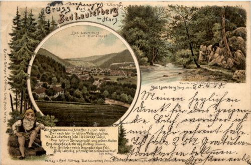 Gruss aus bad Lauterberg - Litho - Bahnpost Stempel