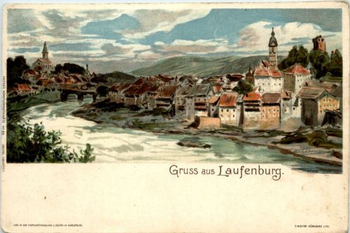 Gruss aus Laufenburg - Litho