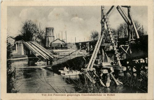 Rethel - gesprengte Eisenbahnbrücke - Feldpost