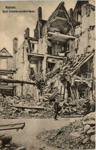Mecheln - Zerstörte Häuser - Feldpost