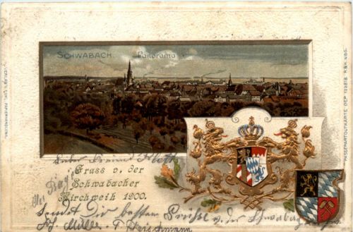 Schwabach - Gruss von der Schwabacher Kirchweih 1900 - Litho