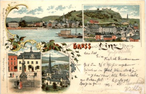 Gruss aus Linz am Rhein - Litho