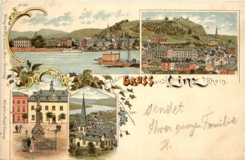 Gruss aus Linz am Rhein - Litho