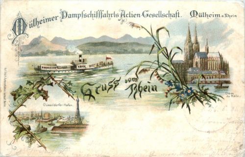 Mülheim - Mülheimer Dampfschifffahrts Actien Gesellschaft - Litho