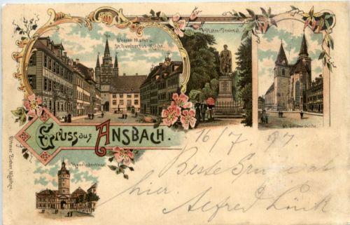 Gruss aus Ansbach - Litho
